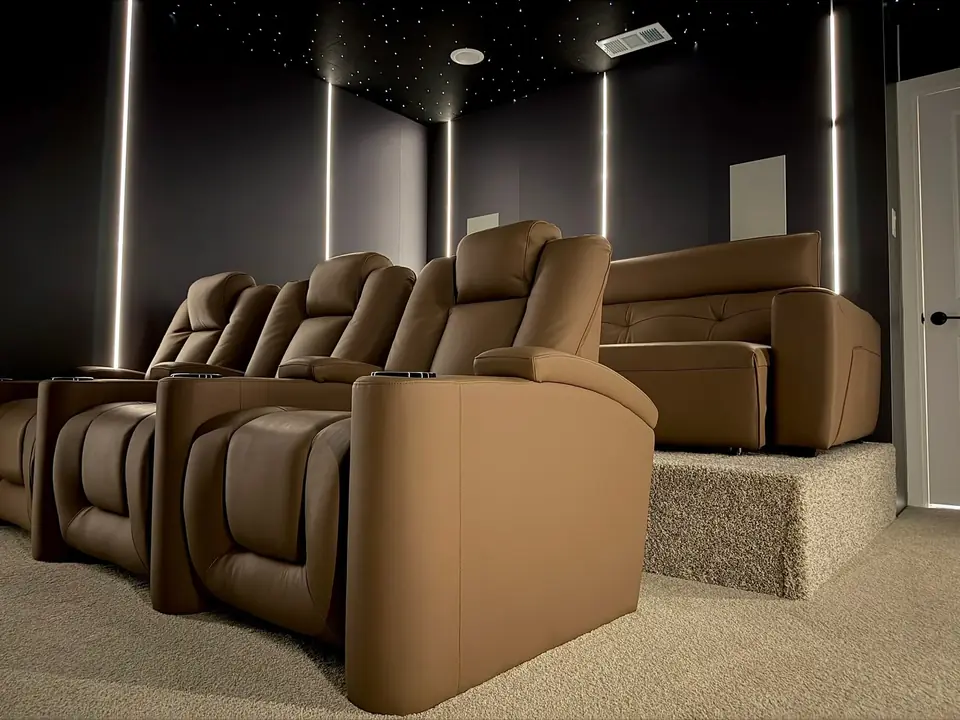 Custom tiered media room seating
